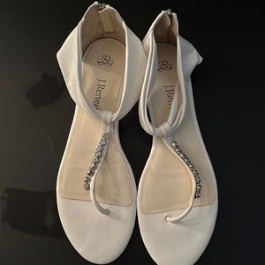 J. Reneé white flats! Strap is leather and is beautifully decorated.